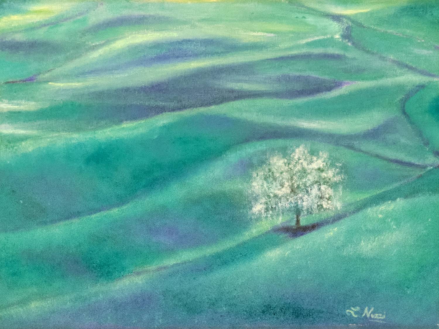 Vendita online opera di pittura ad olio dal titolo "Aria di primavera" realizzata dall'artista contemporanea Linda Nuzzi