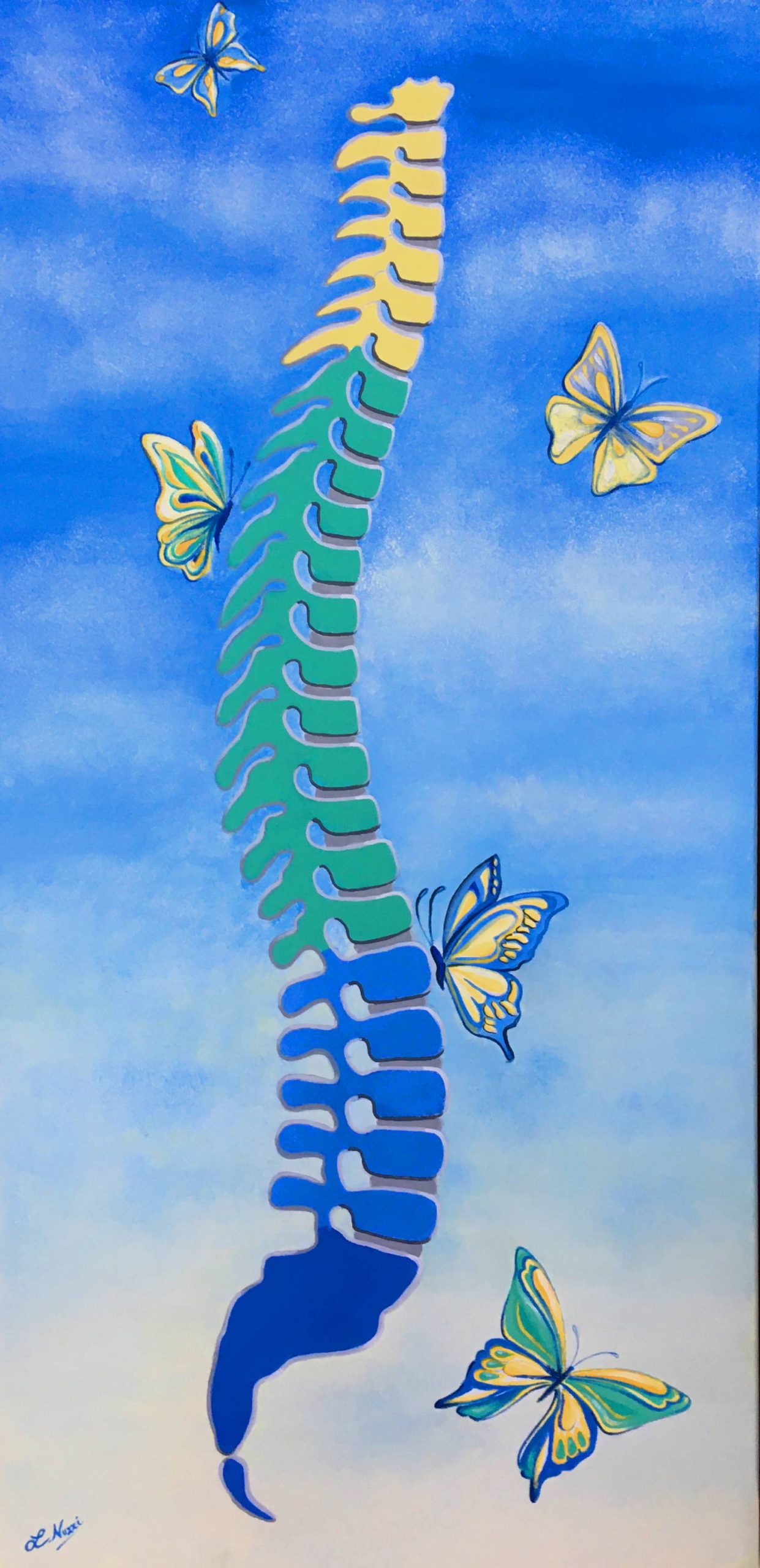 Vendita online opera di pittura acrilica dal titolo “Butterfly” realizzata dall'artista contemporanea Linda Nuzzi