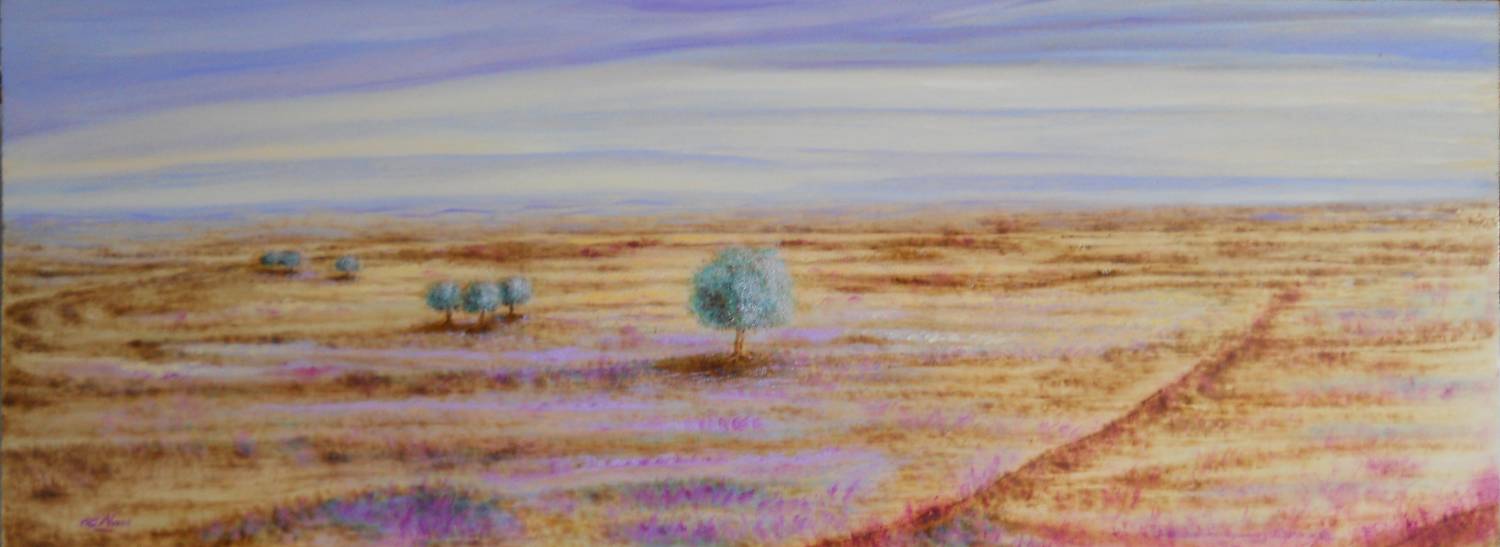 Vendita online opera pirografica dal titolo “Emozioni e colori di un paesaggio” realizzata dall'artista contemporanea Linda Nuzzi